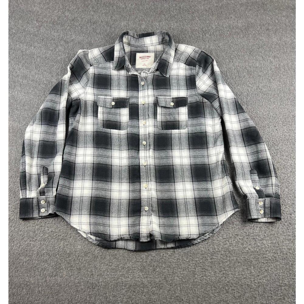 Woolrich Men's Black and White Plaid Casual Shirt Size Medium‎